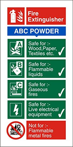 Seco ABC Powder Fire Extincisher Panneau en plastique semi-rigide Blanc 100 x 200 mm 1 mm