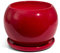 Keramik Blumentopf mit Untersetzer Unikat Kugel handbemalt D 180 mm rot