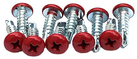 Lockoff Brand Colored Self-Tapping Lacrosse Head Screws - 10 Pack in Red