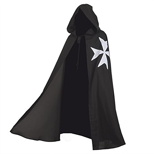 BLESSUME Mittelalter Hospitaller Hood Robe Tempelritter Umhang Halloween Unisex Kostüm Umhang