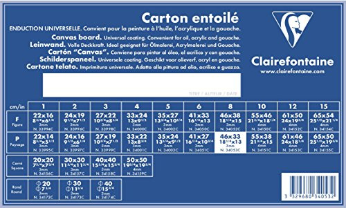 Clairefontaine 34053C Leinwand (3 mm, Querformat, 46 x 33 cm, ideal für Nasstechniken, praktisch und einfach zu verwenden) weiß