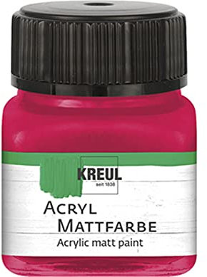 KREUL 75215 - Acryl Mattfarbe, karmin im 20 ml Glas, cremig deckende, schnelltrocknende Farbe auf Wasserbasis, für viele verschiedene Untergründe geeignet