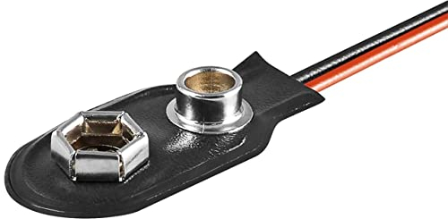 Opitec 1 x 9 V Block Batteriehalter, Schwarz – Loose Cable Ends