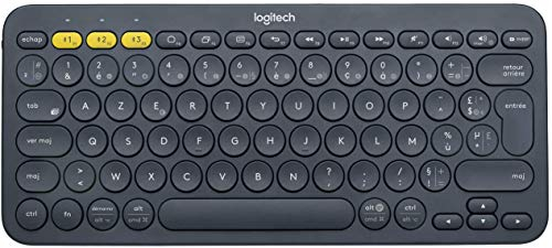Logitech K380 Clavier sans Fil Multi-Dispositifs pour Windows, iOS, Android or Chrome, Bluetooth, Design Compact, PC/Mac/Portable/Smartphone/Tablet/Apple TV, AZERTY Français - Noir
