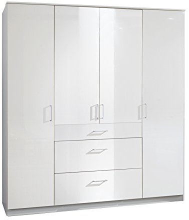 Wimex Kleiderschrank/ Drehtürenschrank Clack, (B/H/T) 180 x 198 x 58 cm, Weiß/ Absetzung Weiß