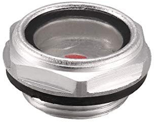 sourcing map Niveau d'huile Compresseur d'air Jauge Bouchon Voyant d'Huile Indicateur Liquide Verre Vue Raccord avec Joint Torique en Alliage d᾿Aluminium à Filetage Mâle 24mm