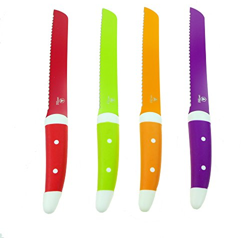 Laguiole Couteau à pain en acier inoxydable avec manche en silicone Violet 33 cm