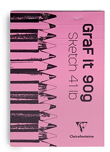 Clairefontaine 96619C - Skizzenblock Graf it, DIN A6, 10,5x14,8 cm, 80 Blatt, 90g, blanko, geheftet, ideal für Trockentechniken, 1 Stück, farbig sortiert