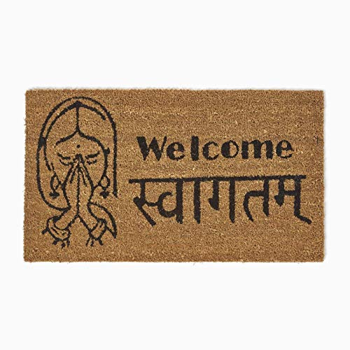 HOMESCAPES - Door Mat - WELCOME SWAGAT - 40 x 70 cm - 100% Natural Coir - Indoor and Outdoor Doormat