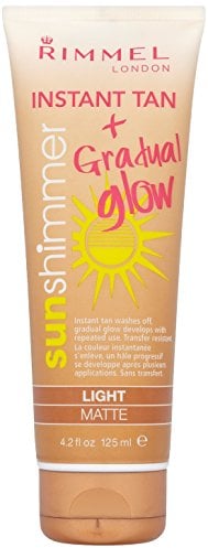 Rimmel London Sun Shimmer Light Matte Waterproof Instant Tan Gradual Glow Tube 125 ml