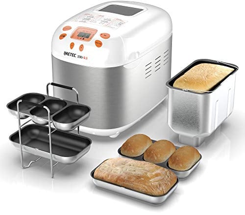 Imetec Zero-Glu Panificadora, 20 Programas Pan y Dulces, sin Gluten, Accesorios para 3 Formas diferentes de Pan, Temporizador Digital, Libro de Cocina, Capacidad 1 kg, Amasa, Fermenta y Hornea, 920W