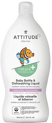 ATTITUDE Baby Washing-Up Liquid and Bottle Cleaner, EWG Verified, No Added Dyes or Fragrances, Tough on Milk Residue and Grease, Vegan, Sweet Lullaby, 700 mL