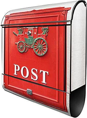 banjado® Design Briefkasten mit Postkasten Nostalgie 38,5x46,5x13cm & 2 Schlüssel - Briefkasten Stahl schwarz mit Zeitungsfach pulverbeschichtet - Postkasten A4 Einwurf inkl. Montagematerial
