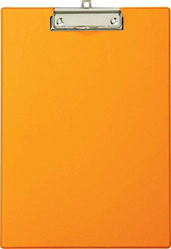MAUL Klemmbrett A4 | Klemmbrett aus Karton mit Folie | Schreibbrett mit Papierklemme | Clipboard mit moderner Klemmer zur Aufbewahrung von Papier | für Büro, Küche und Werkstatt | Orange