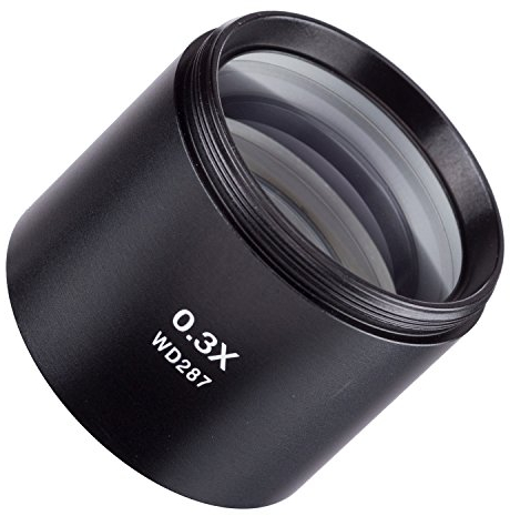 AmScope SM03 0.3X Super Widefield Barlow Lens For SM Series Stereo Microscopes (48mm)