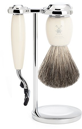 MÜHLE - Rasierset, VIVO Serie, Reines Dachshaar mit Gillette® Mach3® - Edelharz elfenbein