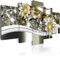 B&D XXL - Wandbilder XXL Blumen Vlies Leinwandbild 5 tlg Kunstdruck modern Wandbilder XXL Wanddekoration Design Wand Bild - Abstrakt Diamant Ornament bokeh silber gelb b-A-0266-b-p