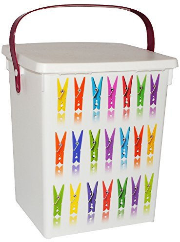 alles-meine.de GmbH Wäscheklammer-Box - Vorratsdose/Aufbewahrungsbox - Wäscheklammern/Klammerbeutel - oder Waschpulver für Waschmaschine & Geschirrspüler - 5 l - aus Kuns..