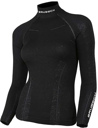 BRUBECK Merino Damen Langarm Shirt | Atmungsaktiv | Winter-Sport | Thermo | Ski-Unterwäsche | Funktions-Unterwäsche | 78% Merino-Wolle | LS11930 L Schwarz