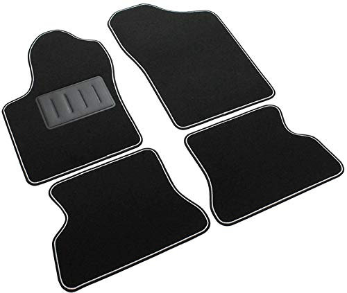 Das Teppich Auto, sprint01012, Fußmatten Teppiche Schwarz rutschfest, verstärkter Rand, zweifarbig, Absatzschoner aus Gummi, SEICENTO 1998 > 2010.