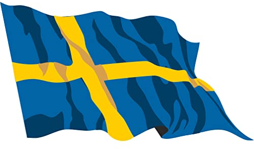 Indigos UG Auto Aufkleber Schweden 10 cm - wehend - LS171 - Autoaufkleber Fahne - Sticker Flagge - Heckscheibe, Spoiler, Tuning - UV-beständig und selbstklebend