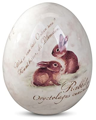 Formano 784438 Deko-Ei stehend 16cm Frohe Ostern aus feinem, glasiertem Steingut gefertigt