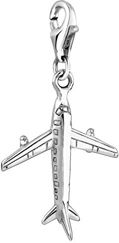 Nenalina Flugzeug Karabiner Charm Anhänger für Bettelarmband aus 925 Sterling Silber 713053-000