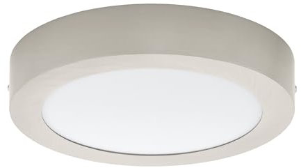 EGLO LED Deckenleuchte Fueva 1, 1 flammige Deckenlampe, Material: Metallguss, Kunststoff, Farbe: Nickel matt, weiß, Ø: 22,5 cm, warmweiß