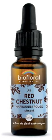BIOFLORAL - 25 Red Chestnut, Marronnier Rouge BIO DEMETER - Sérénité - Fleur de Bach Authentique - Compte-gouttes 20 ML