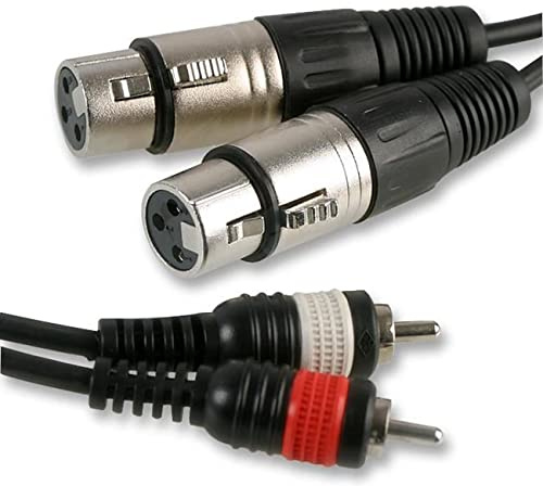 Pulse PLS00201 2x 3 Pin XLR Female to 2x Phono (RCA) Male Lead, 0.3m, Black