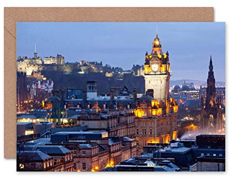 Wee Blue Coo Edinburgh Castle Nachtansicht Der Stadt Geburtstagskarte