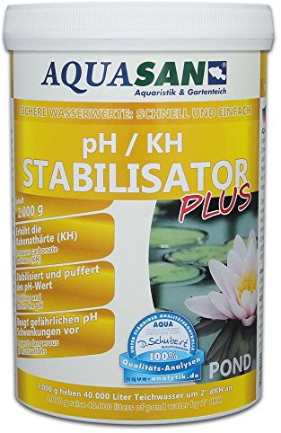 AQUASAN Gartenteich pH/KH Stabilisator Plus (Stabilisiert den KH-Wert und pH-Wert - Sorgt dabei für lebenswichtige und stabile Wasserwerte im Gartenteich), Inhalt:2 kg