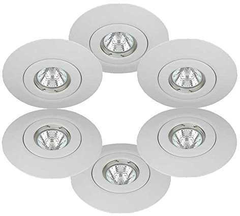 6 x Knightsbridge Downlight Spotlight Hole Converter/Conversion Kits GU10 & MR16 White Finish