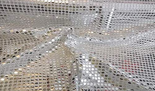 Fabrics-City Silber/WEIß HOCHWERTIG Pailetten Stoff PAILLETTENSTOFF 6MM Stoffe, 2426