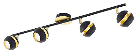 EGLO LED Deckenlampe Nocito, 4 flammige Deckenleuchte, Deckenstrahler aus Metall, Wohnzimmerlampe in Schwarz, Gold, Flurlampe, Spots inkl. GU10 Leuchtmittel, warmweiß