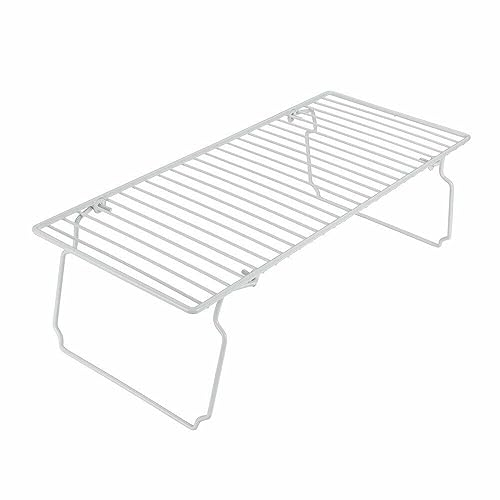 Metaltex Storage Folding Legs, Coated Wire Rack, Shelf Space Saver, Cupboard Organiser, White, Size: 47 x 21 x 14 cm, Metal, Silver