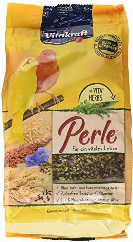Vitakraft Kanarien Perle, Futter für Kanarienvögel, mit Vitaminen und Mineralien, mit Getreide und Leinsaat, ohne Zusatz von Zucker (1x 1kg)