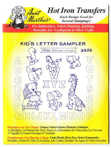 Kid's Letter Sampler Aunt Martha's Hot Iron Embroidery Transfer by Aunt Martha's