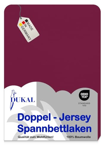 Dukal | Topper Spannbettlaken | max. Höhe 10 cm | 90x200 – 100x200 cm | aus hochwertigem DOPPEL-Jersey | 100% Baumwolle | Farbe: burgund