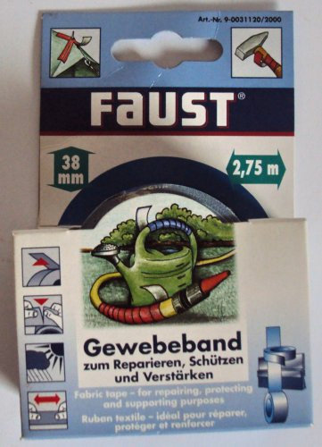 Faust Gewebeband zum Reparieren, schützen u. verstärken, Farbton Schwarz / 38 mm x 2,75 m