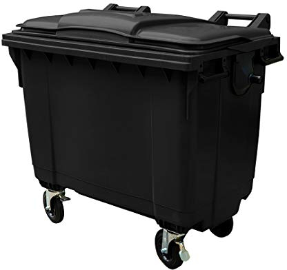 Yellowshield 1100 Litre Wheelie Bin - Grey, Largest 4 Wheeled Bin Available, 4 x 200mm Swivel Castors With 2 Central Locking Brakes, Commercial & Industrial Bin