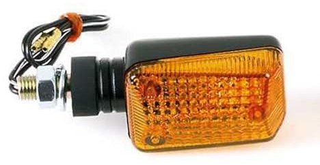 Blinker Motorrad Mini, schwarz, Glas gelb,12V 21W, kurzer Gummistiel, Paar