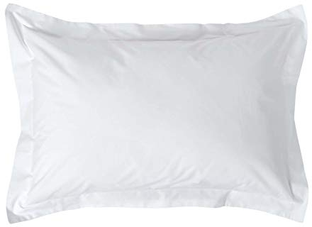 HOMESCAPES White Pure Egyptian Cotton Oxford Pillowcase Standard Size 200 TC 400 Thread Count Percale Equivalent Pillow Case