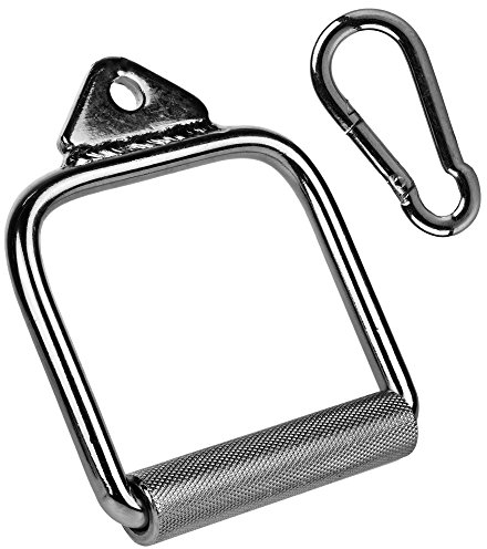 C.P.Sports Einhandgriff – Stahl Silber verchromt – mit Karabinerhaken 8mm – Profi Griff für Kraftstation, Kabelzug, Seilzug, Latzug, Kraftsport, Bodybuilding, Fitness, Gym