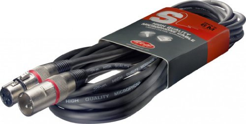 Stagg 20ft. Standard Mic Cable - XLR/XLR - Black with Red Color Coding