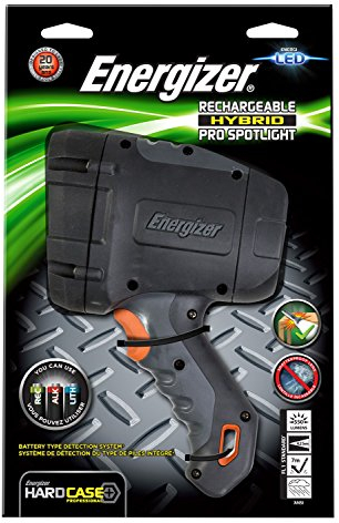 Energizer Taschenlampe Hard Case Rechargeable Hybrid Pro Spotlight (inkl. 6xAA Akkus, wetterfest IPX 4)