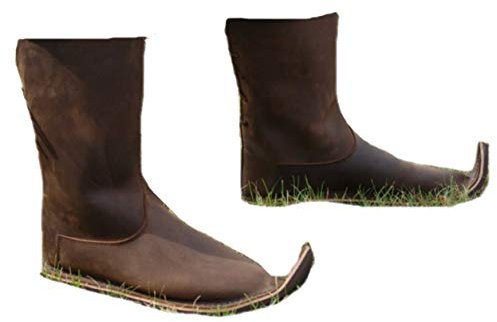 Leonardo Carbone Mittelalter Schuhe Schnabelstiefel mit nach Oben gebogener Spitze 44/braun