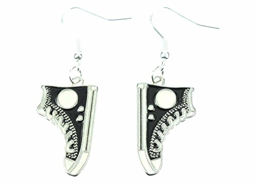 Miniblings Sneakers Ohrringe Schuhe Turnschuhe Skater Schuhe flach schwz - Handmade Modeschmuck I Ohrhänger Ohrschmuck versilbert