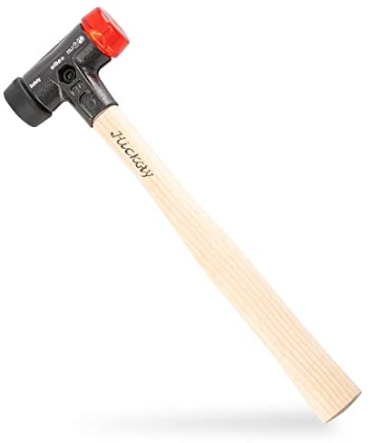 Wiha Schonhammer Safety mittelweich und hart (26611) I Gummihammer mit hochwertigem Hickory Holzstiel I Rund-Schlagkopf 30mm