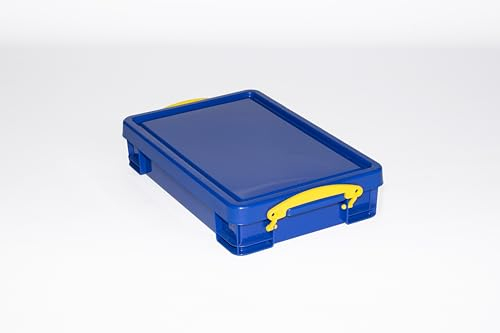 Really Useful Box 5x4-Litres A4 Opaque Blue Storage Boxes - Lockable Lid, Stackable, Food-Safe, and Temperature-Resistant - Ideal for Documents and More